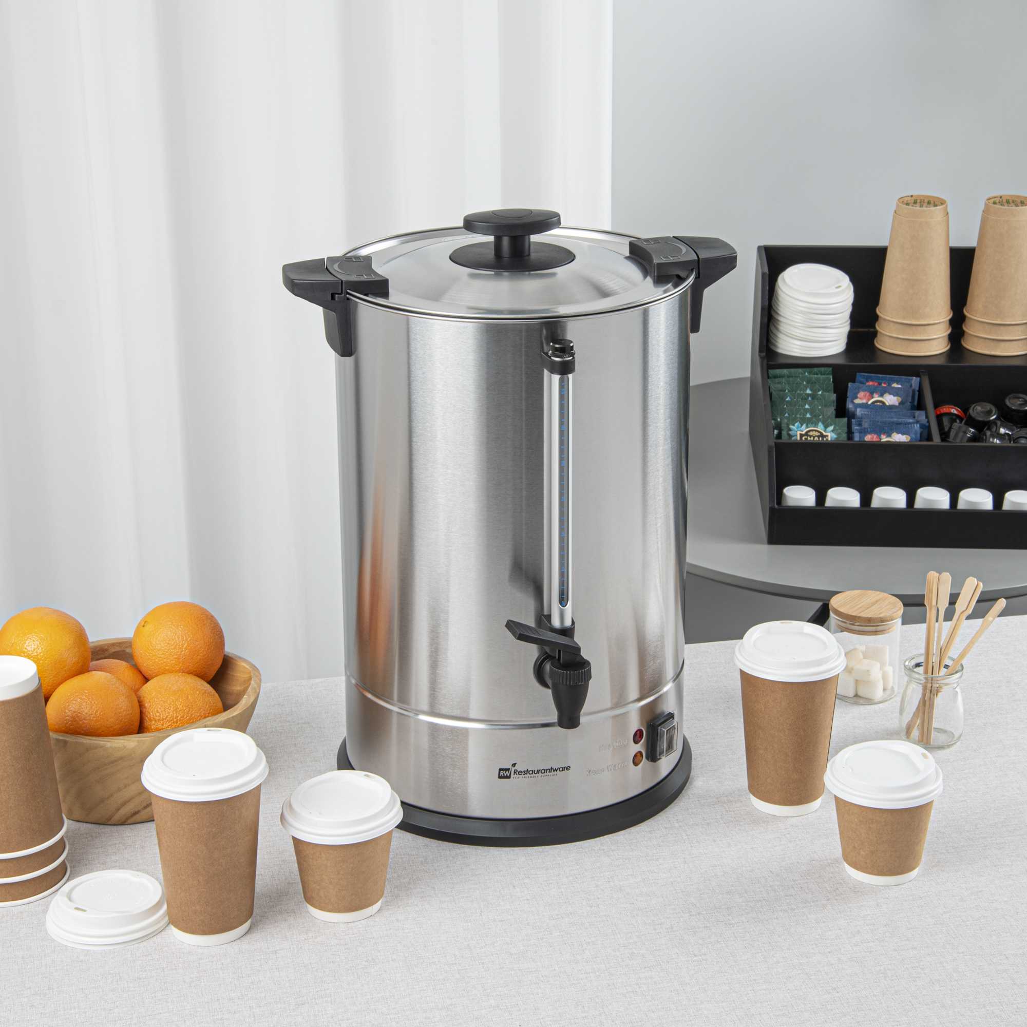 Restpresso Coffee Urn - Silver, Stainless Steel - 1500W, 110 Cup - 1 count box