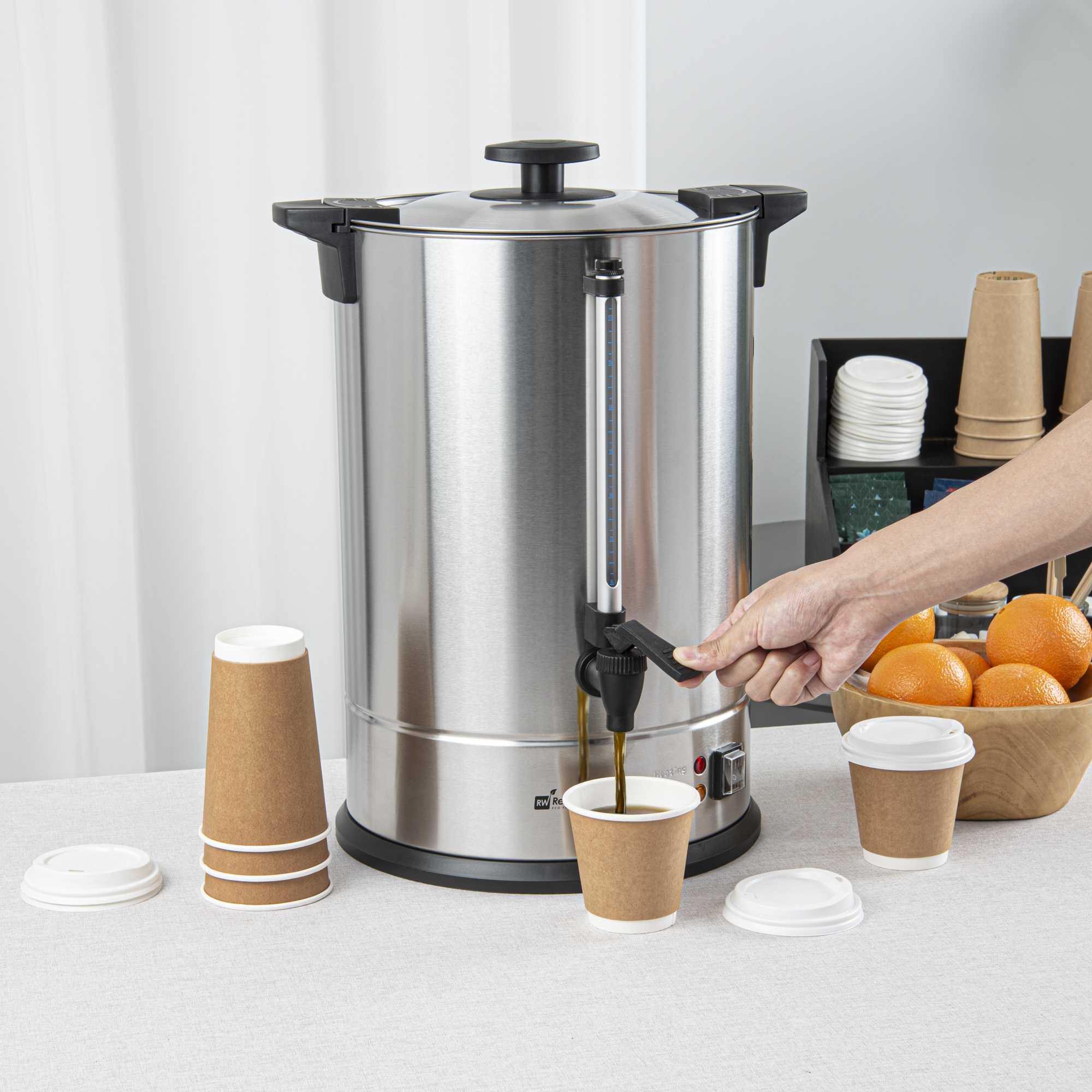 Restpresso Coffee Urn - Silver, Stainless Steel - 1500W, 110 Cup - 1 count box