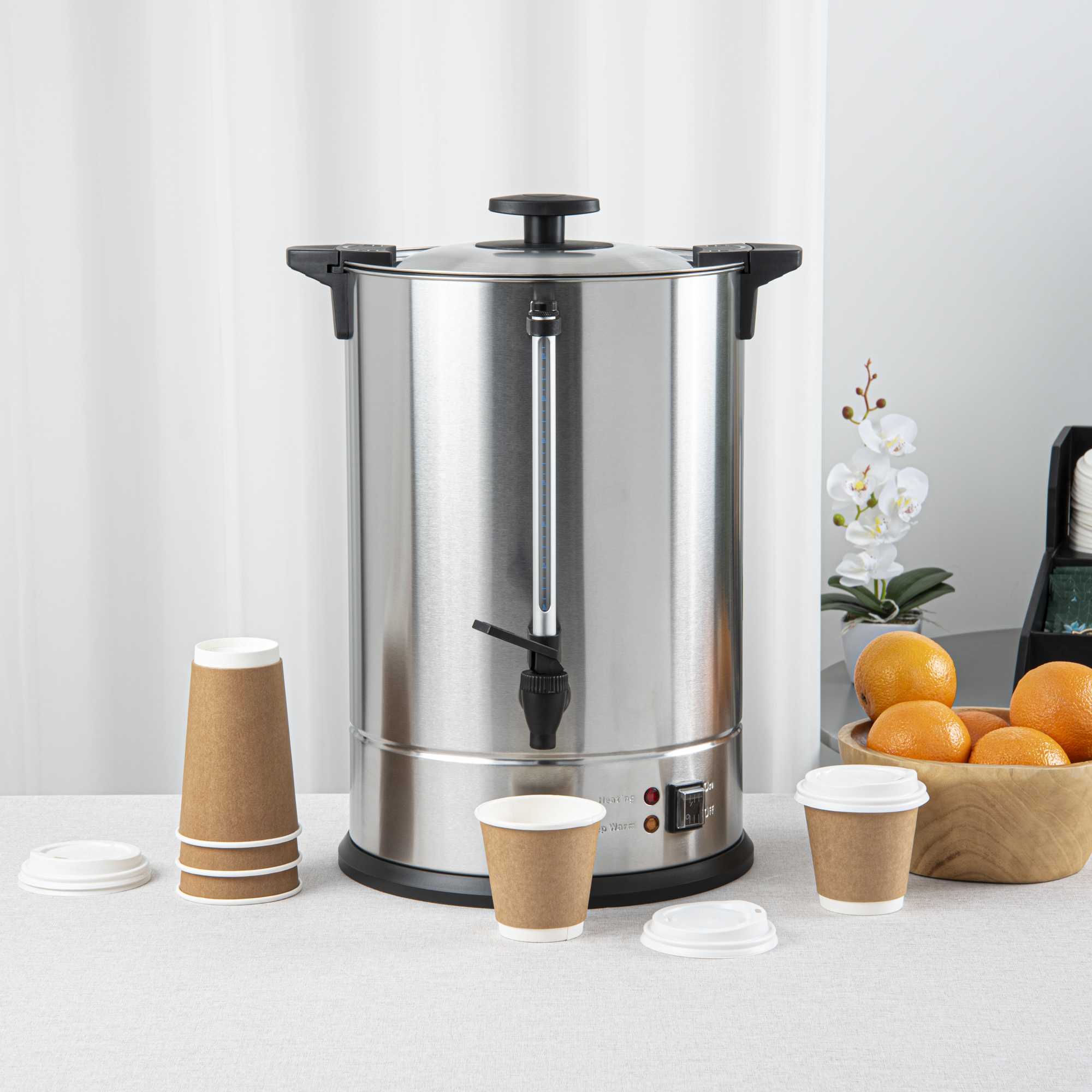 Restpresso Coffee Urn - Silver, Stainless Steel - 1500W, 110 Cup - 1 count box