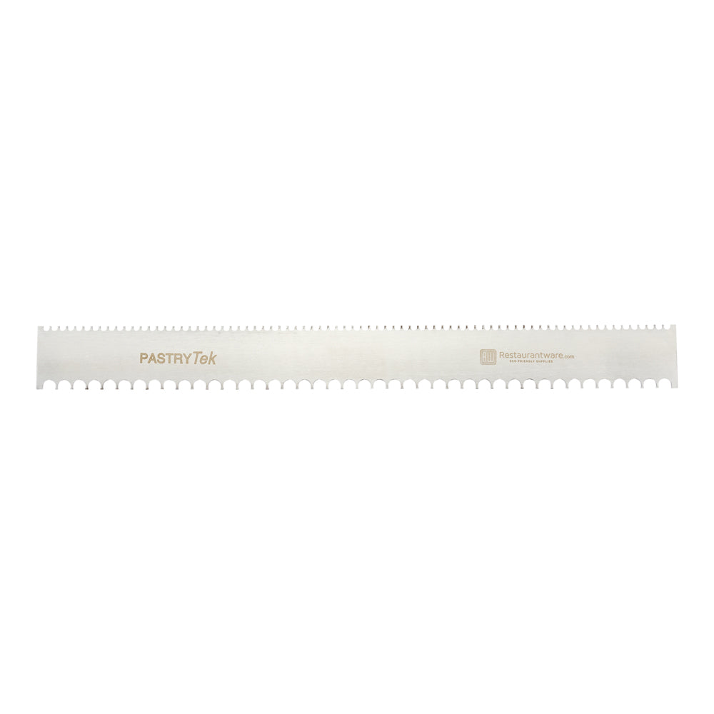 Pastry tek Decorating Comb - Silver, Stainless Steel - Semicircle, Double-sided, 2mm & 1mm - 19 3/4" x 2" - 1 count box