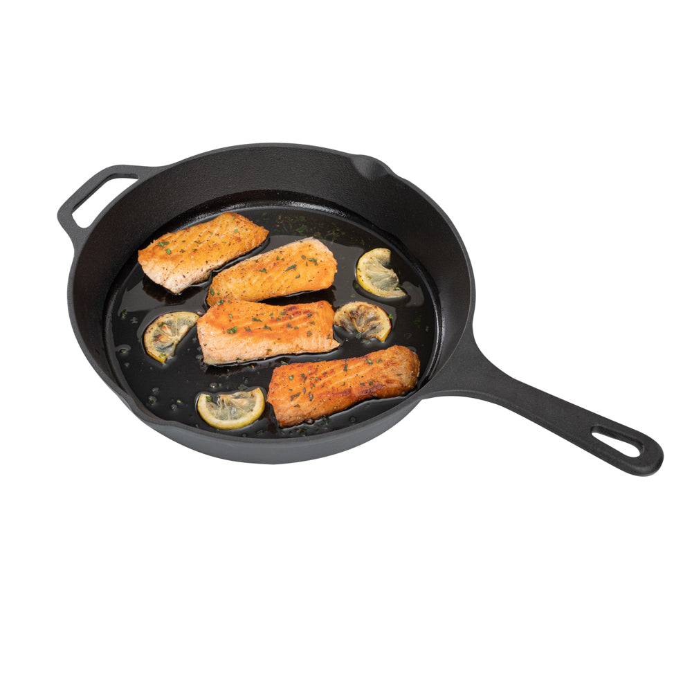Met Lux Round Black Cast Iron 12" Fry Pan - Pre-seasoned - 1 count box
