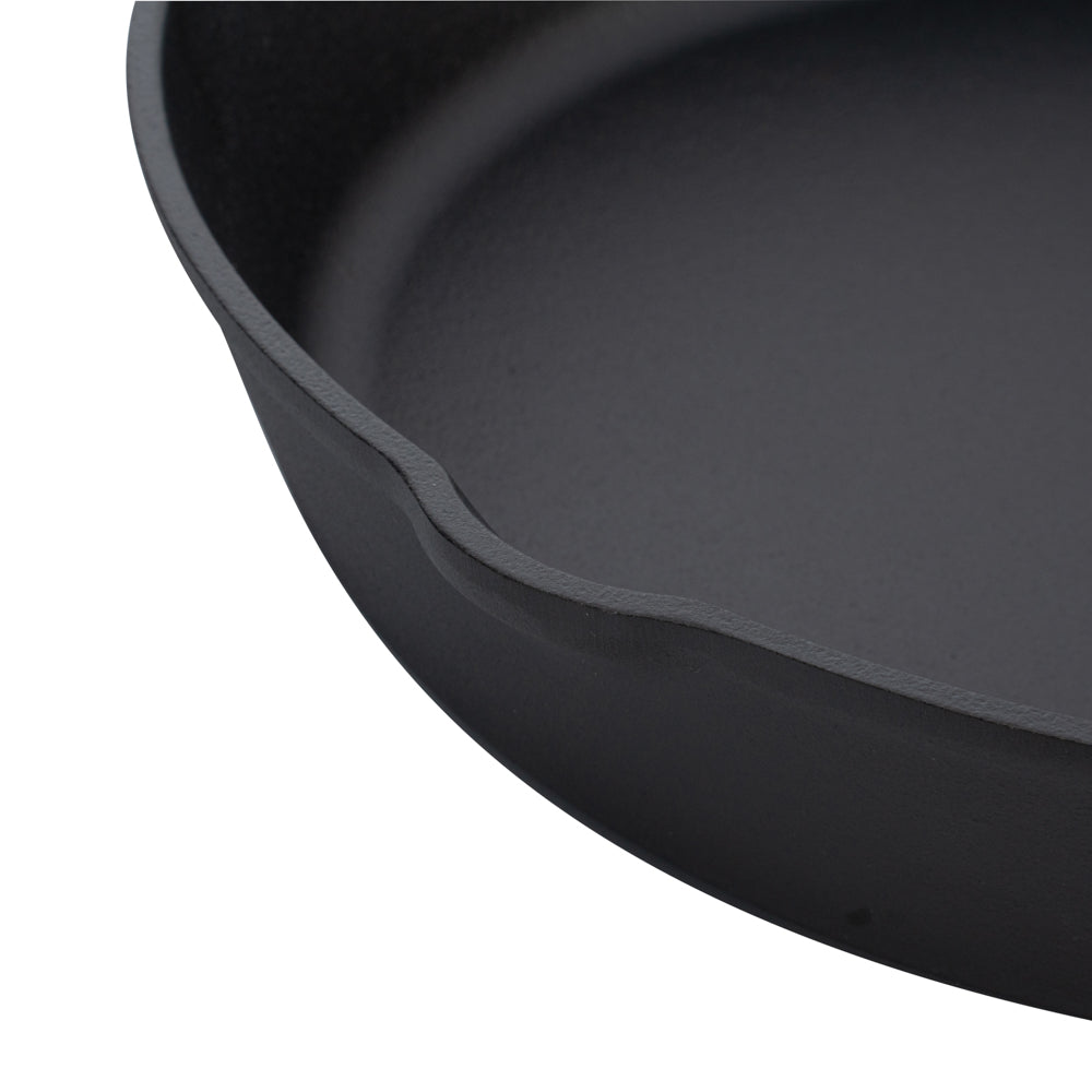 Met Lux Round Black Cast Iron 12" Fry Pan - Pre-seasoned - 1 count box