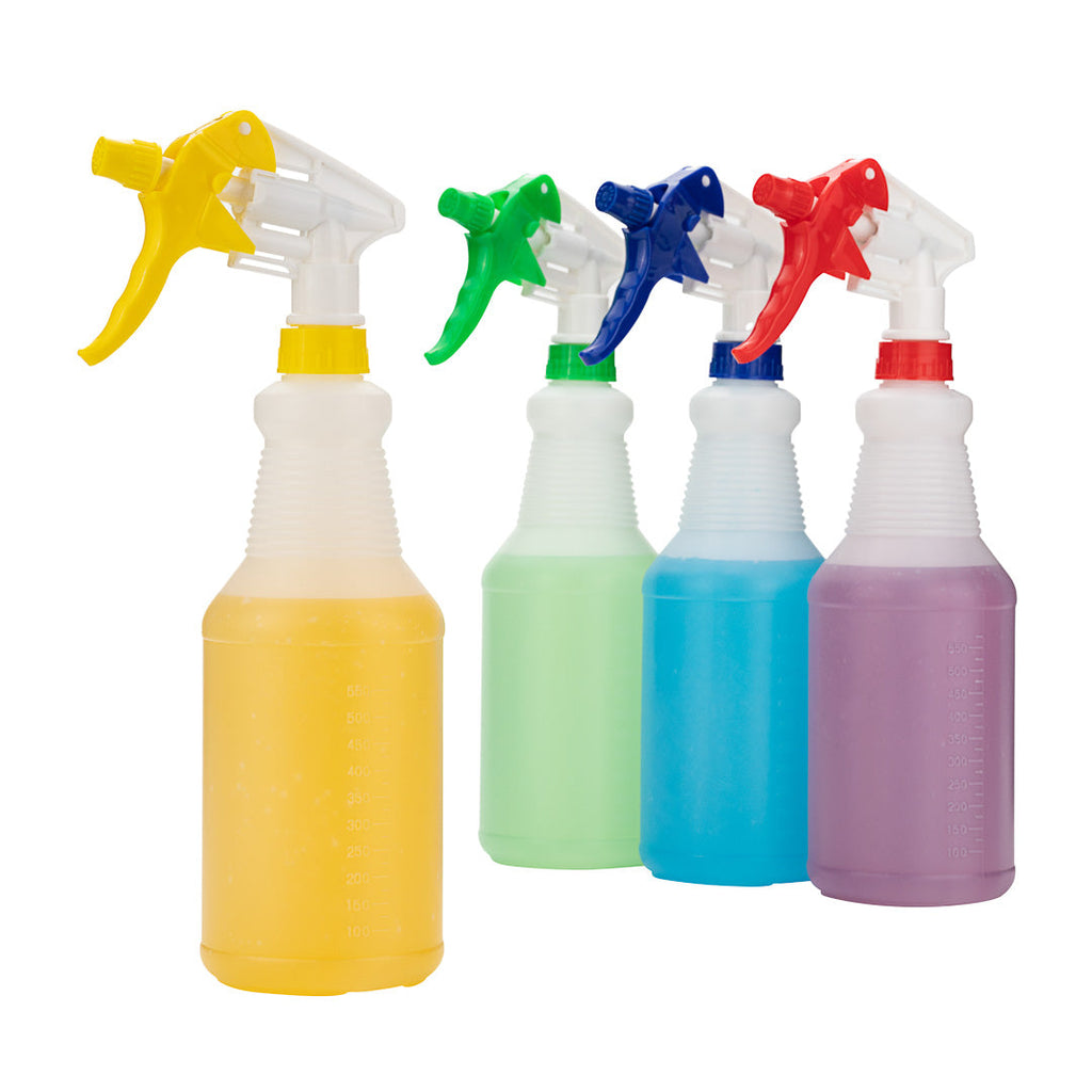 RW Clean 25 oz Yellow Plastic Spray Bottle - Adjustable Nozzle - 3 count box