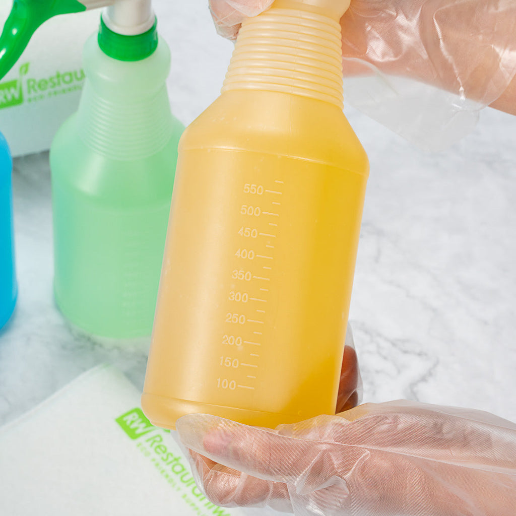 RW Clean 25 oz Yellow Plastic Spray Bottle - Adjustable Nozzle - 3 count box