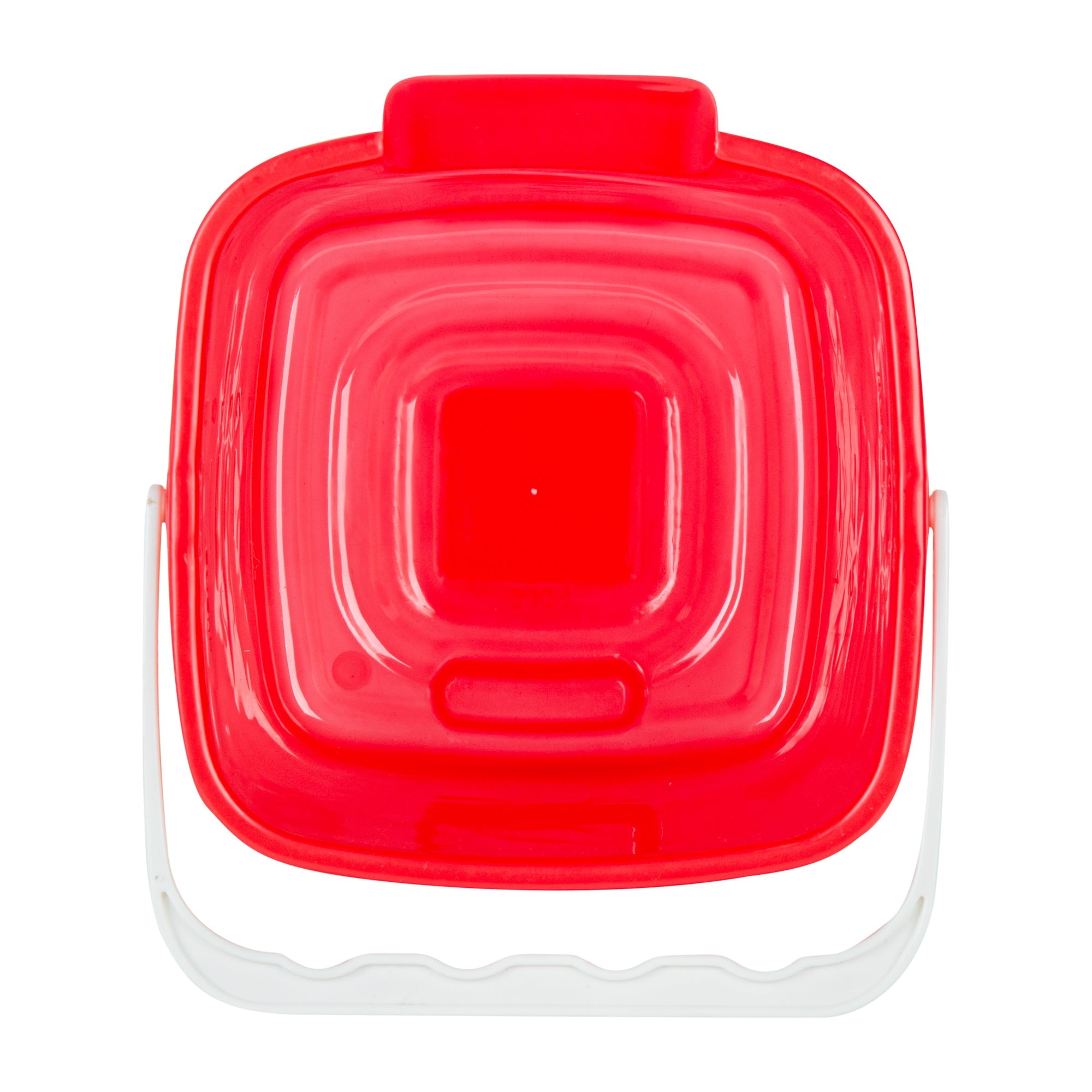 RW Clean 6 Qt Square Red Plastic Sanitizing Bucket - with Stainless Steel Handle - 8 1/2" x 8 1/2" x 7 1/4" - 1 count box