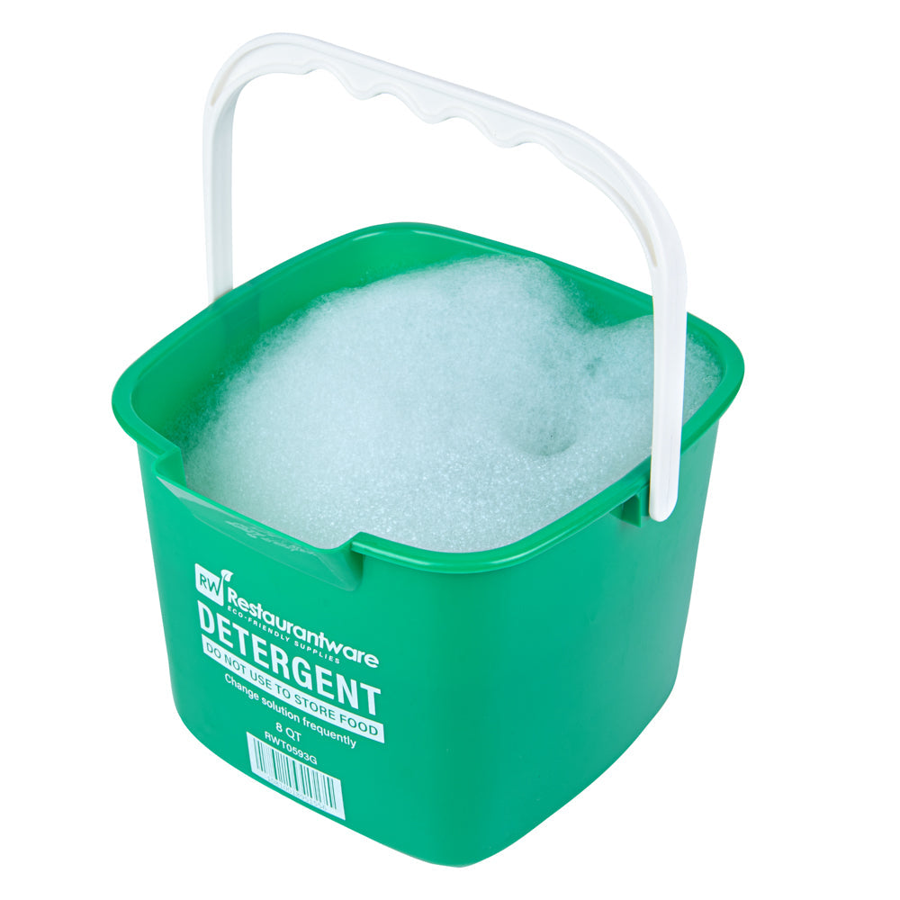 RW Clean 8 Qt Square Green Plastic Cleaning Bucket - with Plastic Handle - 9 3/4" x 9 3/4" x 7 1/2" - 10 count box