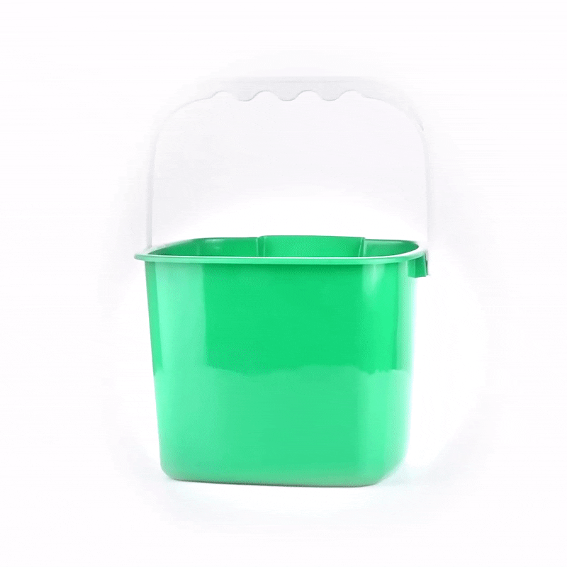 RW Clean 8 Qt Square Green Plastic Cleaning Bucket - with Plastic Handle - 9 3/4" x 9 3/4" x 7 1/2" - 10 count box