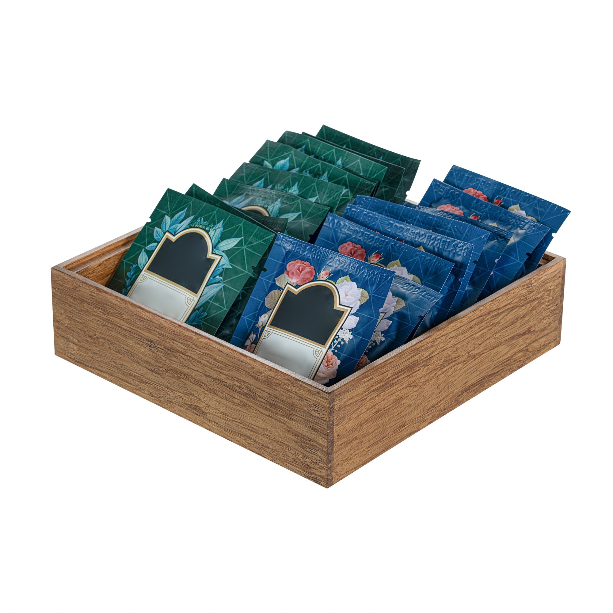 Eco Display Natural Bamboo Condiment Rack Box - 7" x 7" x 2" - 1 count box