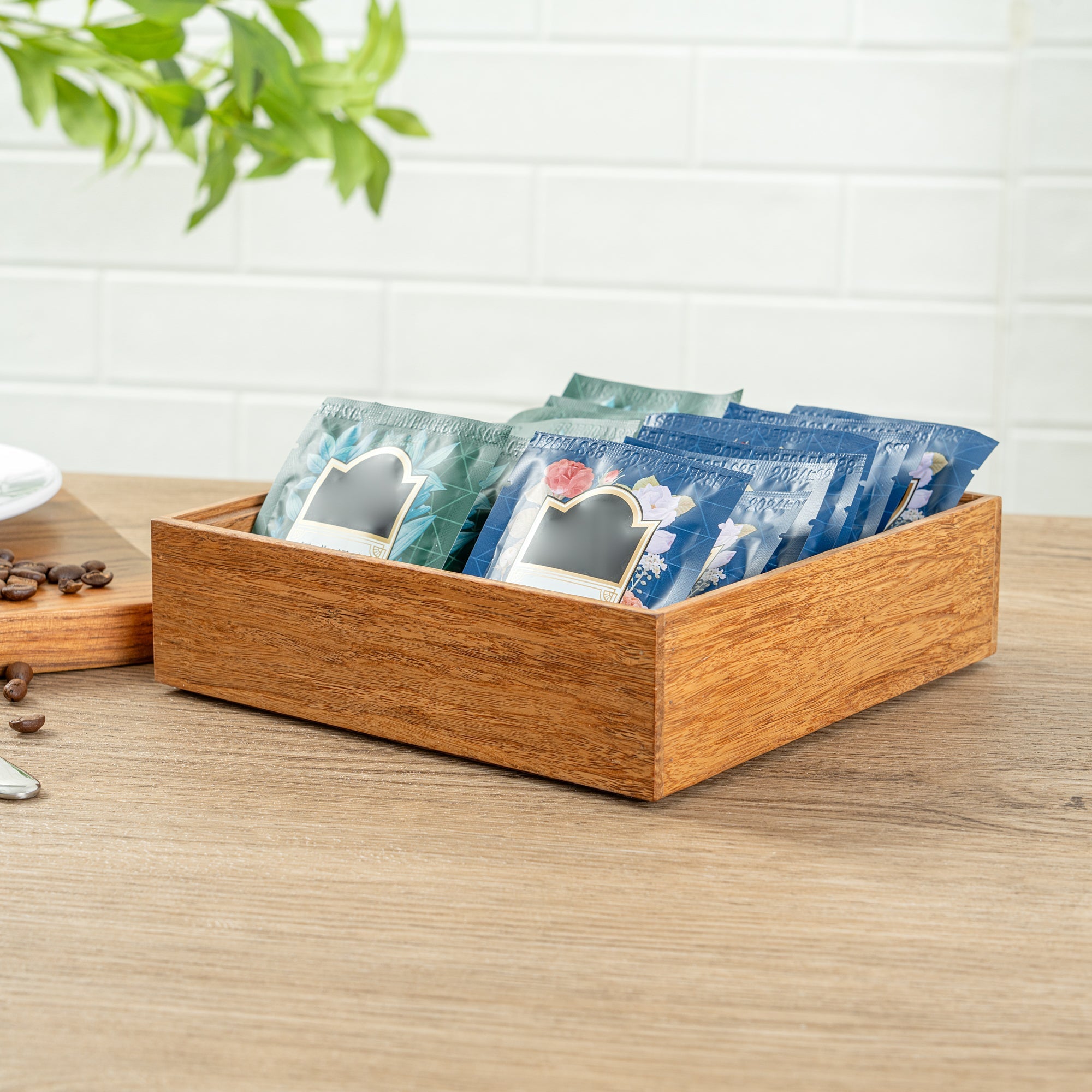 Eco Display Natural Bamboo Condiment Rack Box - 7" x 7" x 2" - 1 count box