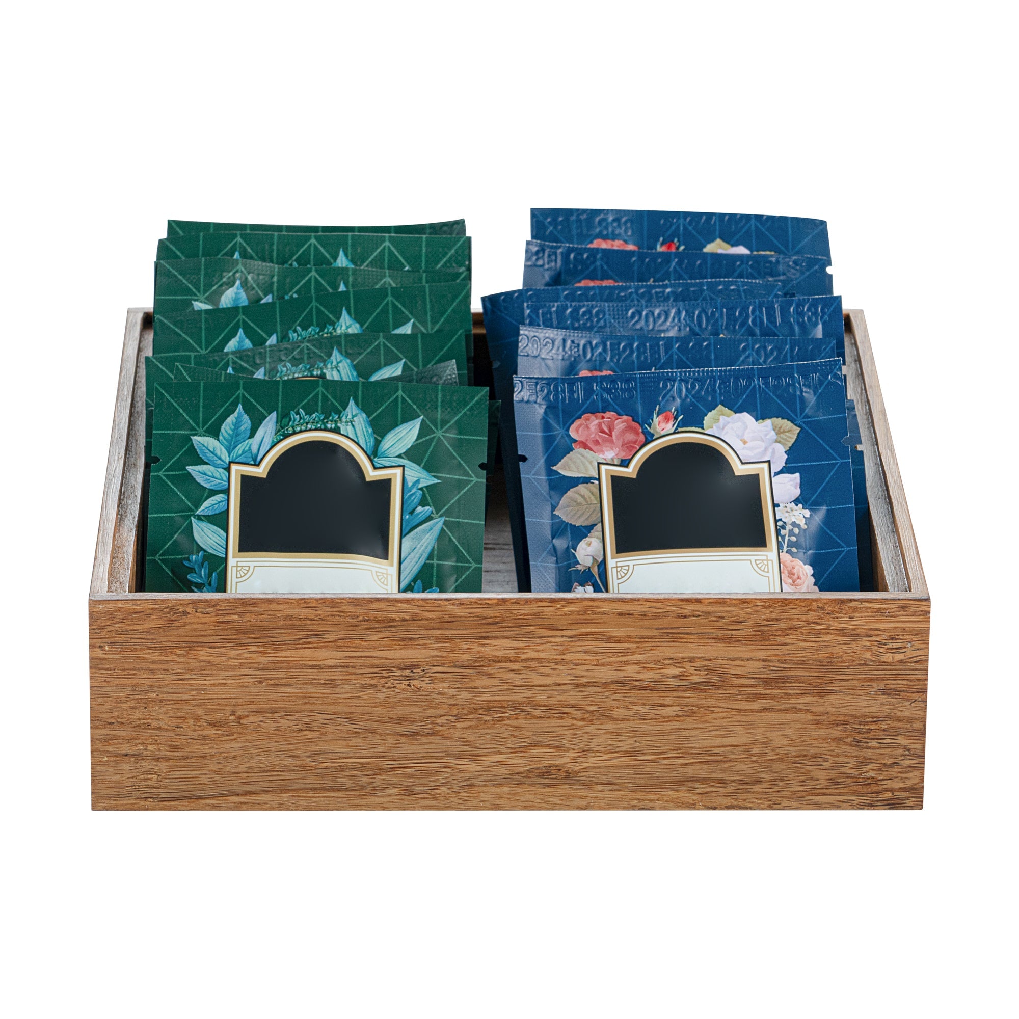 Eco Display Natural Bamboo Condiment Rack Box - 7" x 7" x 2" - 1 count box