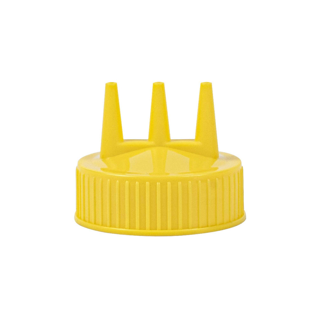 Sauce Tek 24 oz Yellow Plastic Mustard Squeeze Bottle - with Triple Dispersion Tip - 6 count box