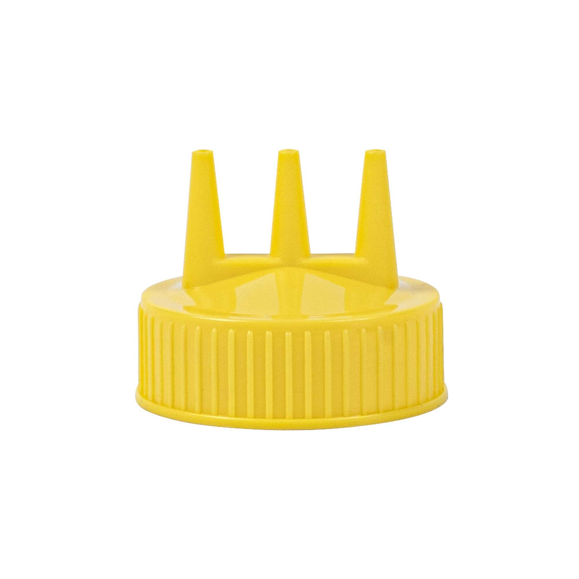 Sauce Tek 24 oz Yellow Plastic Mustard Squeeze Bottle - with Triple Dispersion Tip - 6 count box