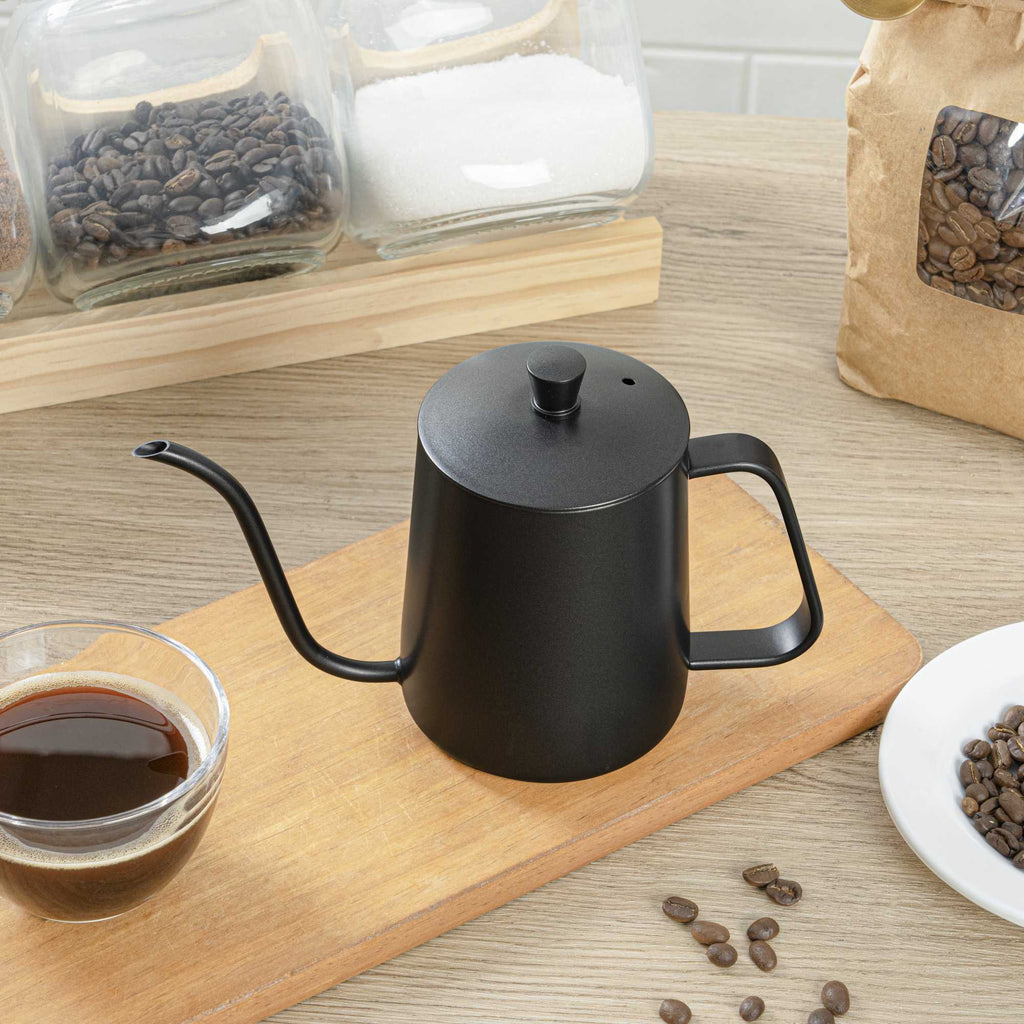 Restpresso 20 oz Black Stainless Steel Pour Over / Gooseneck Kettle - 8 3/4" x 3 1/2" x 5 1/2" - 1 count box