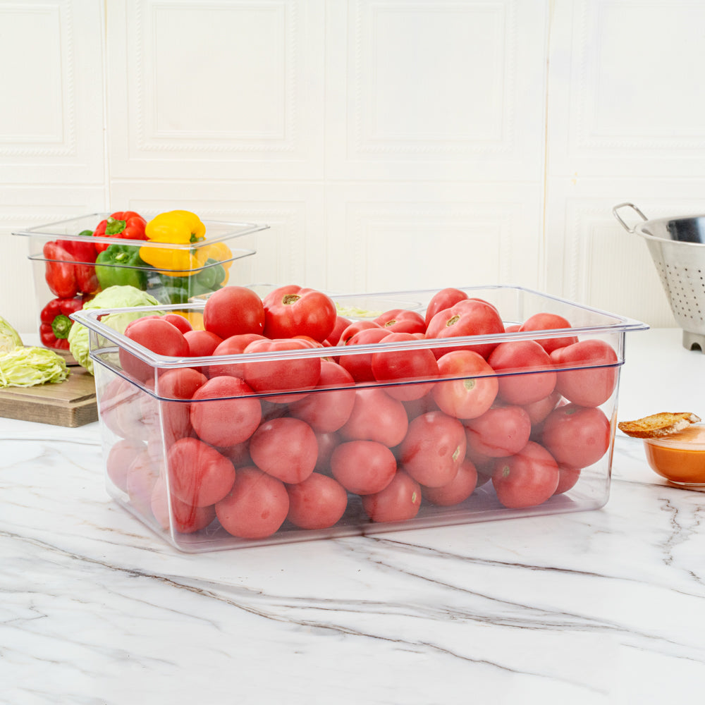Met Lux Rectangle Clear Plastic Full Size Cold Food Storage Container - 8" Depth - 1 count box