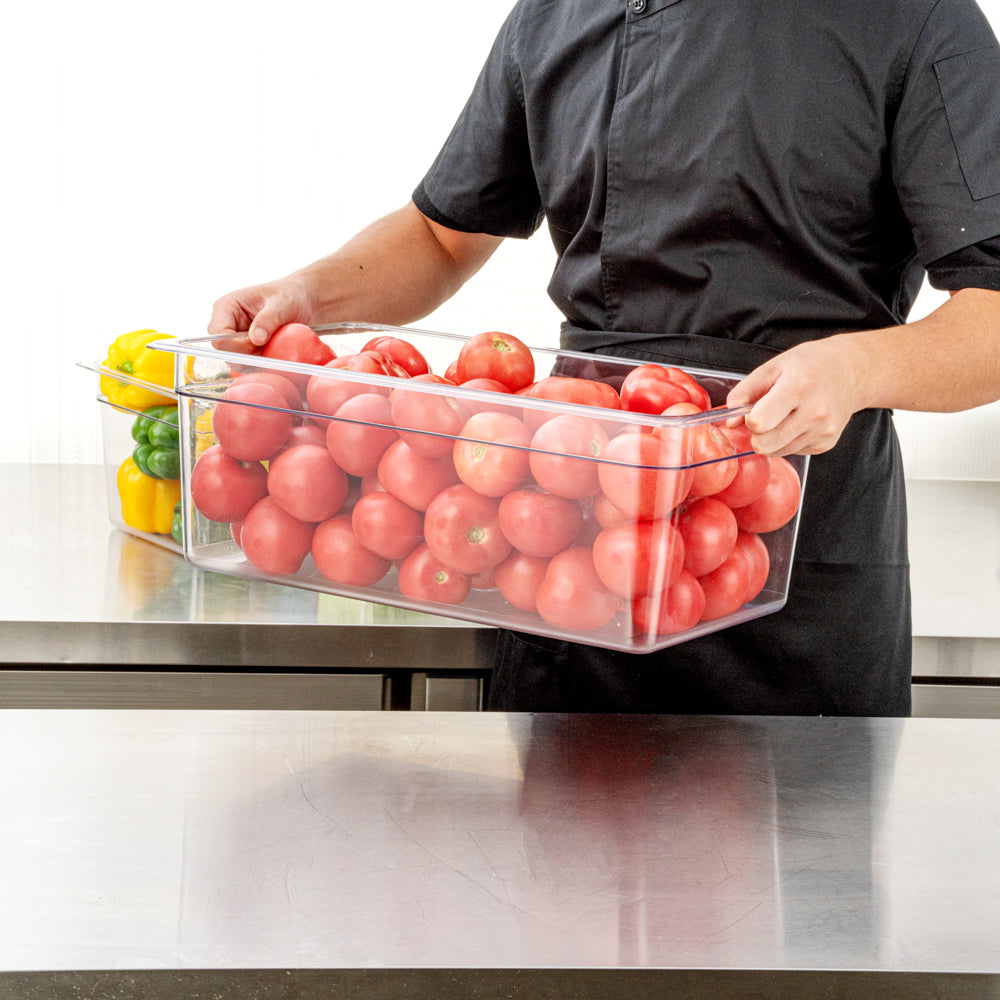Met Lux Rectangle Clear Plastic Full Size Cold Food Storage Container - 8" Depth - 1 count box