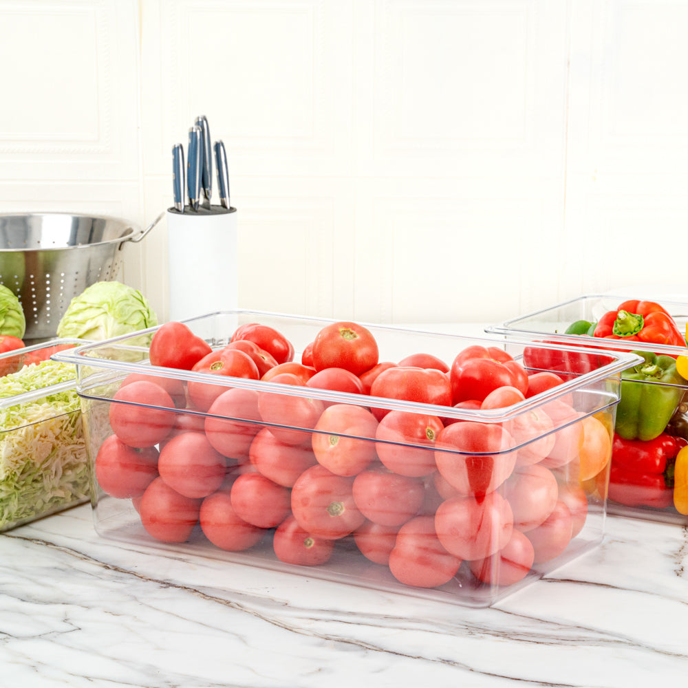 Met Lux Rectangle Clear Plastic Full Size Cold Food Storage Container - 8" Depth - 1 count box