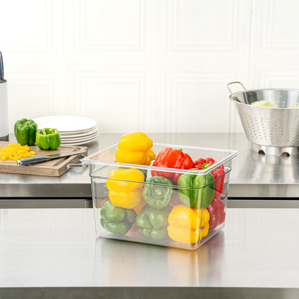 Met Lux Rectangle Clear Plastic 1/2 Size Cold Food Storage Container - 8" Depth - 10 count box