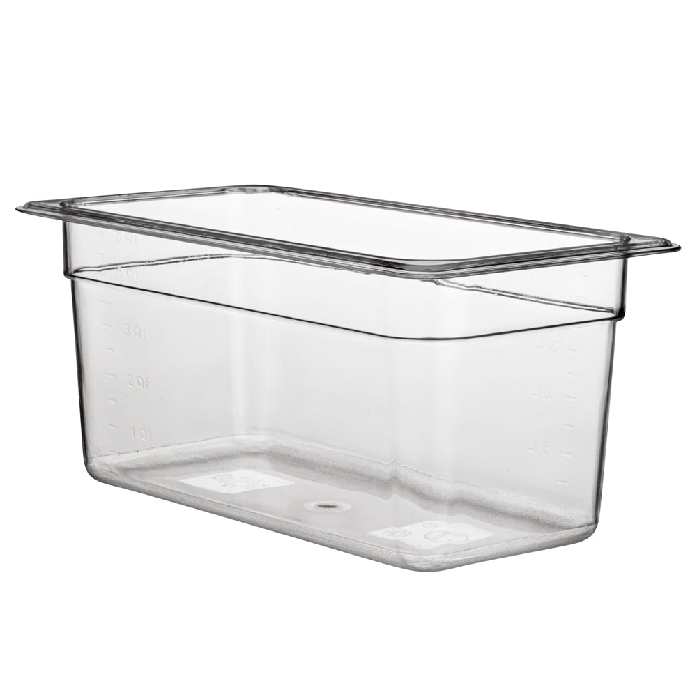 Met Lux Rectangle Clear Plastic 1/3 Size Cold Food Storage Container - 6" Depth - 1 count box