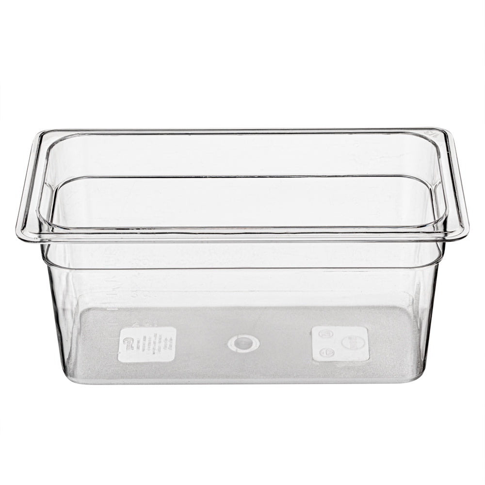 Met Lux Rectangle Clear Plastic 1/3 Size Cold Food Storage Container - 6" Depth - 1 count box