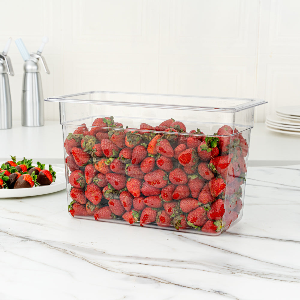 Met Lux Rectangle Clear Plastic 1/3 Size Cold Food Storage Container - 8" Depth - 1 count box