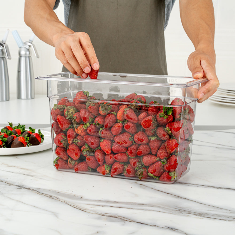 Met Lux Rectangle Clear Plastic 1/3 Size Cold Food Storage Container - 8" Depth - 1 count box