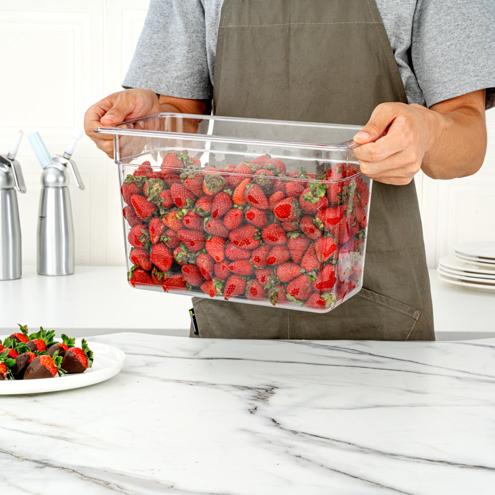 Met Lux Rectangle Clear Plastic 1/3 Size Cold Food Storage Container - 8" Depth - 1 count box