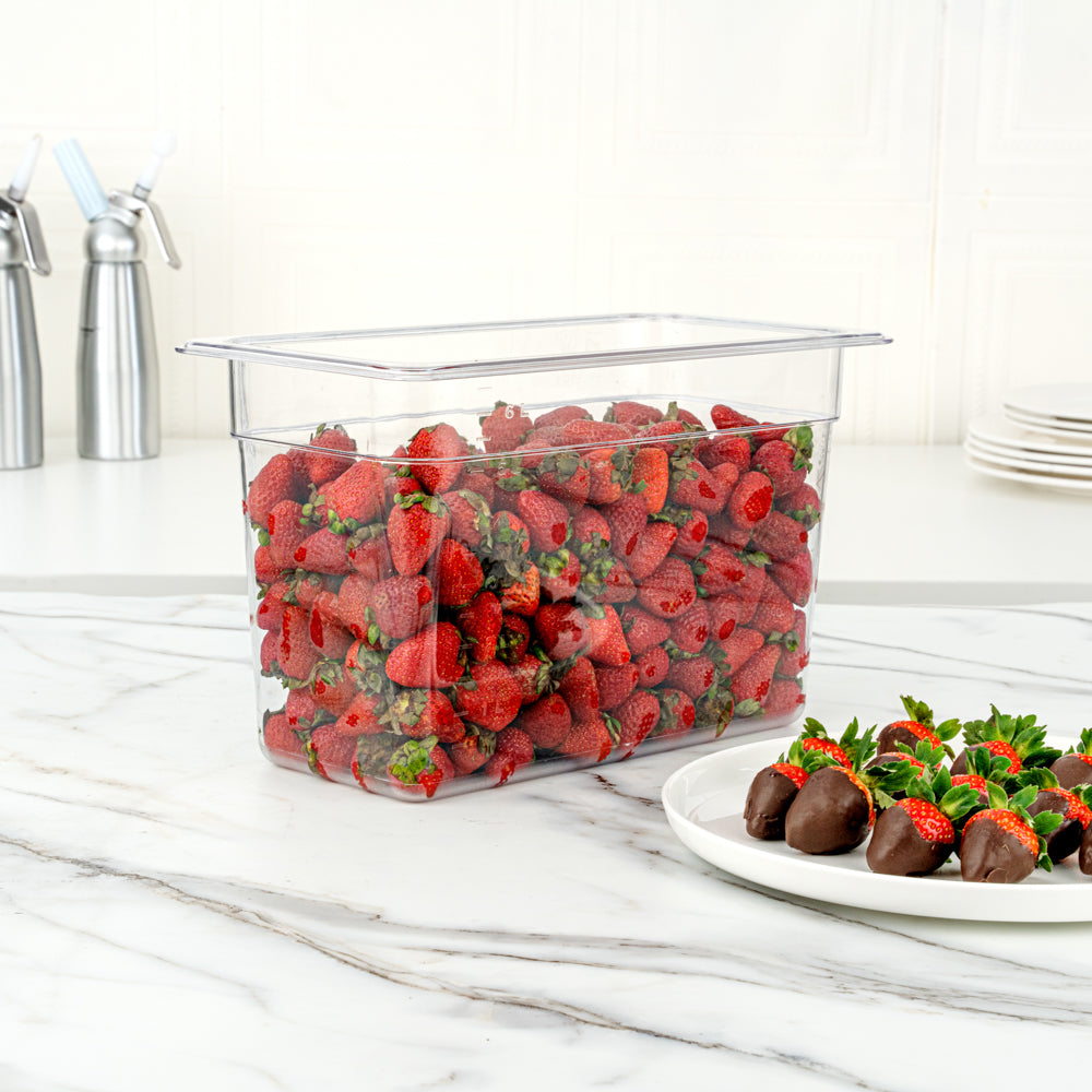 Met Lux Rectangle Clear Plastic 1/3 Size Cold Food Storage Container - 8" Depth - 1 count box