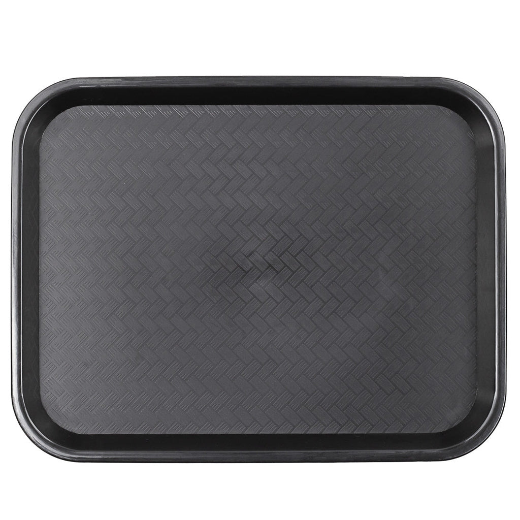 Chef 101 Rectangle Black Plastic Fast Food Tray - 10" x 14" - 10 count box