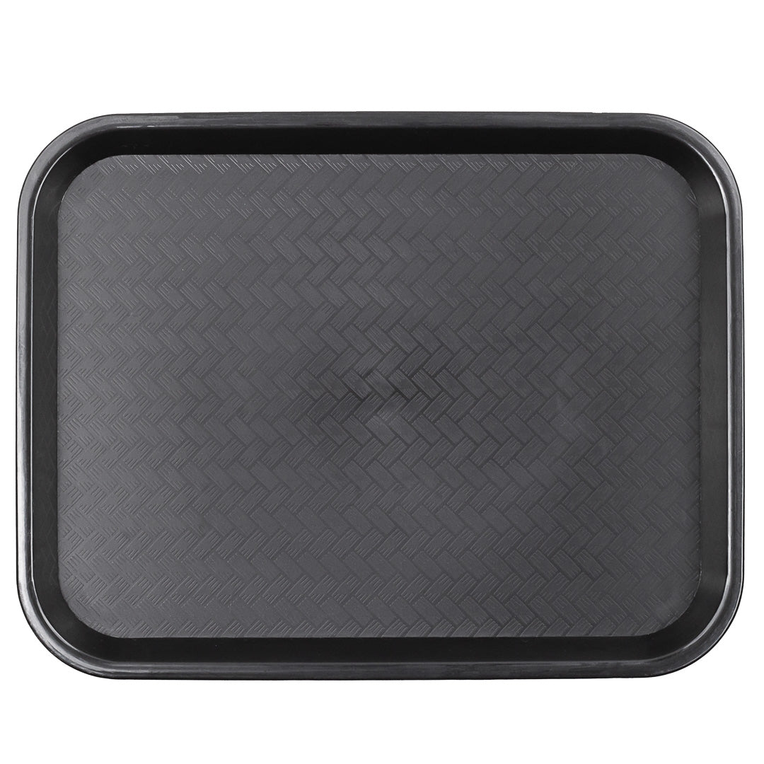 Chef 101 Rectangle Black Plastic Fast Food Tray - 10" x 14" - 10 count box