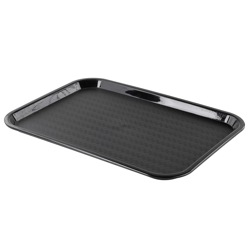 Chef 101 Rectangle Black Plastic Fast Food Tray - 12" x 16" - 10 count box