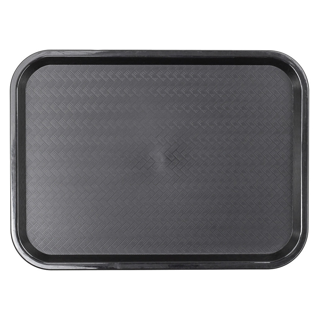 Chef 101 Rectangle Black Plastic Fast Food Tray - 12" x 16" - 10 count box