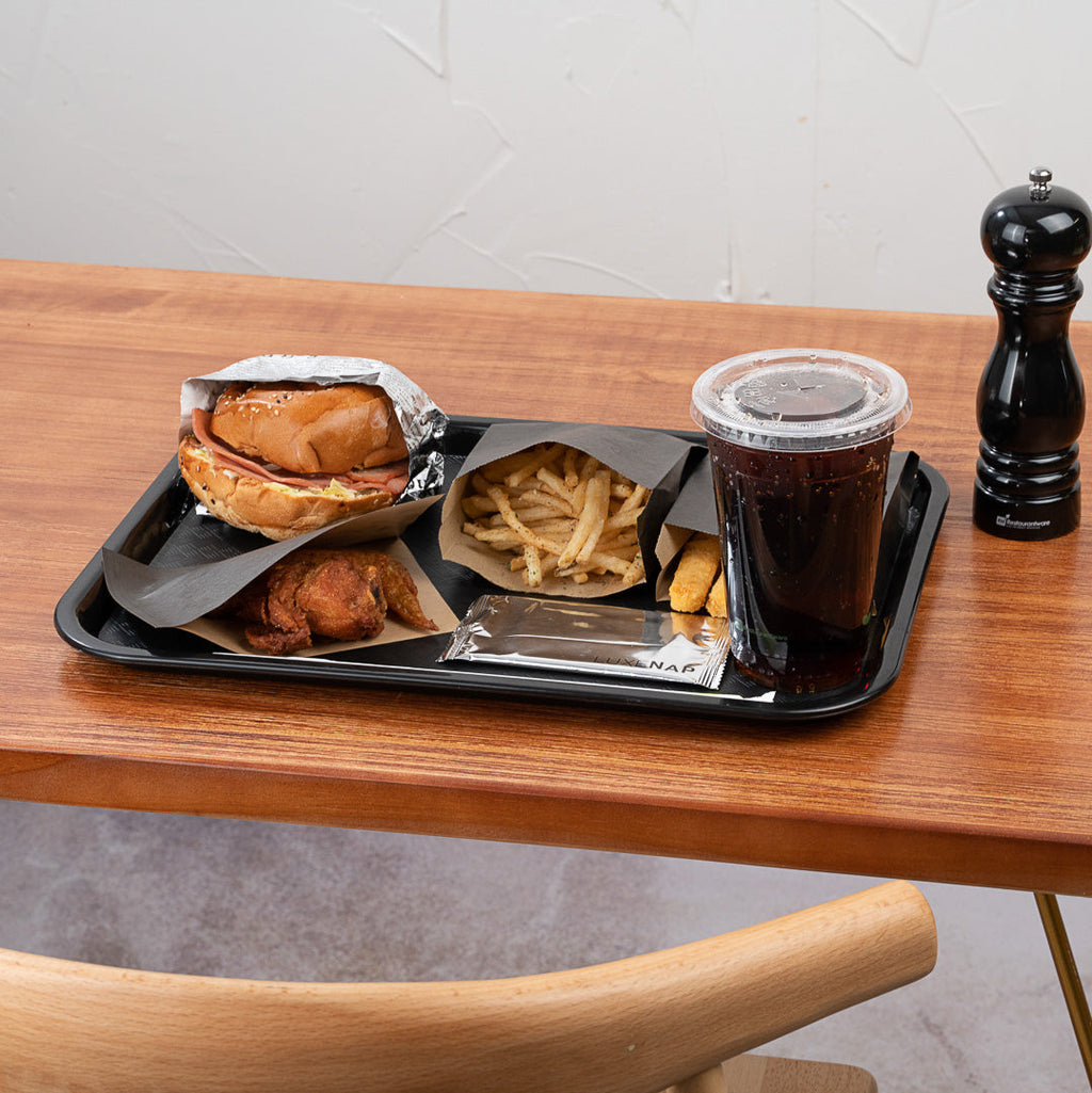 Chef 101 Rectangle Black Plastic Fast Food Tray - 12" x 16" - 10 count box