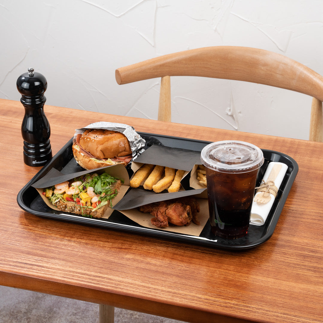 Chef 101 Rectangle Black Plastic Fast Food Tray - 14" x 18" - 10 count box