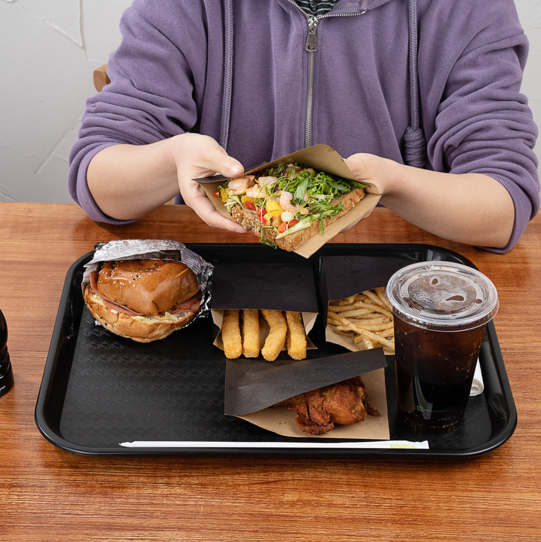 Chef 101 Rectangle Black Plastic Fast Food Tray - 14" x 18" - 10 count box