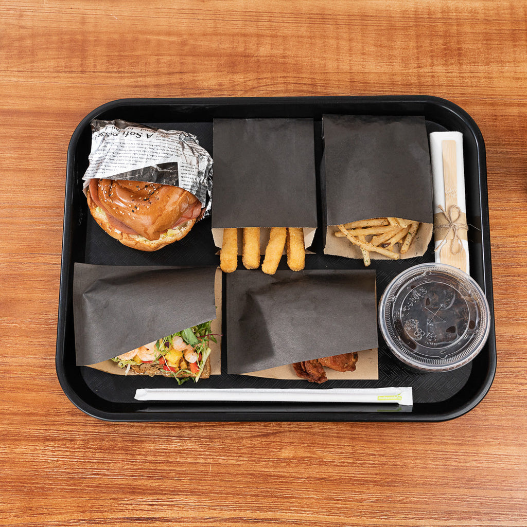Chef 101 Rectangle Black Plastic Fast Food Tray - 14" x 18" - 10 count box