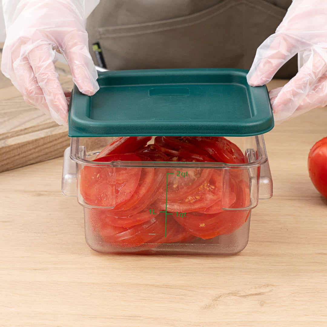 Met Lux Square Green Plastic Food Storage Container Lid - Fits 2 and 4 qt - 1 count box