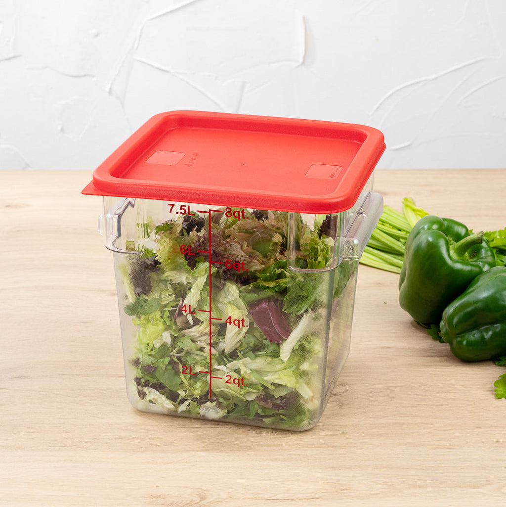 Met Lux Square Red Plastic Food Storage Container Lid - Fits 6 and 8 qt - 1 count box