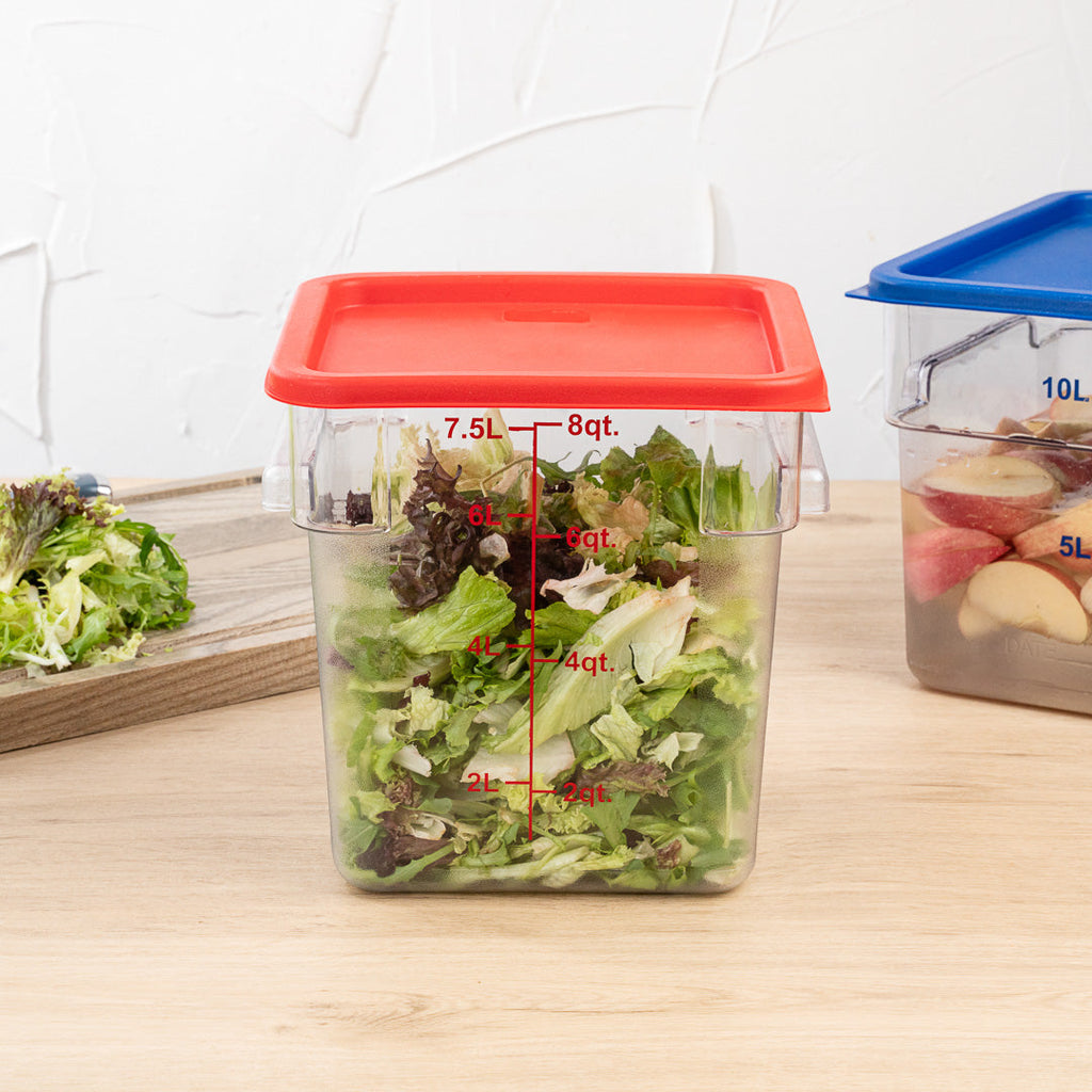 Met Lux Square Red Plastic Food Storage Container Lid - Fits 6 and 8 qt - 1 count box