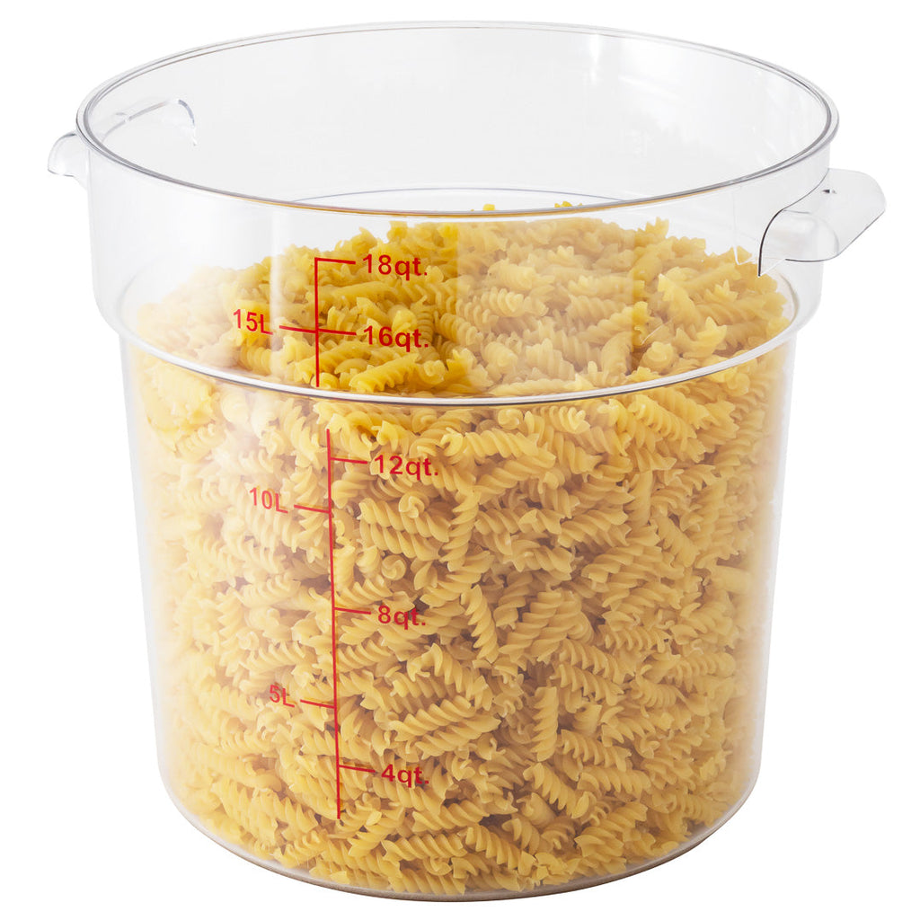 Met Lux 18 qt Round Clear Plastic Food Storage Container - with Red Volume Markers - 12 1/4" x 12 1/4" x 12" - 10 count box