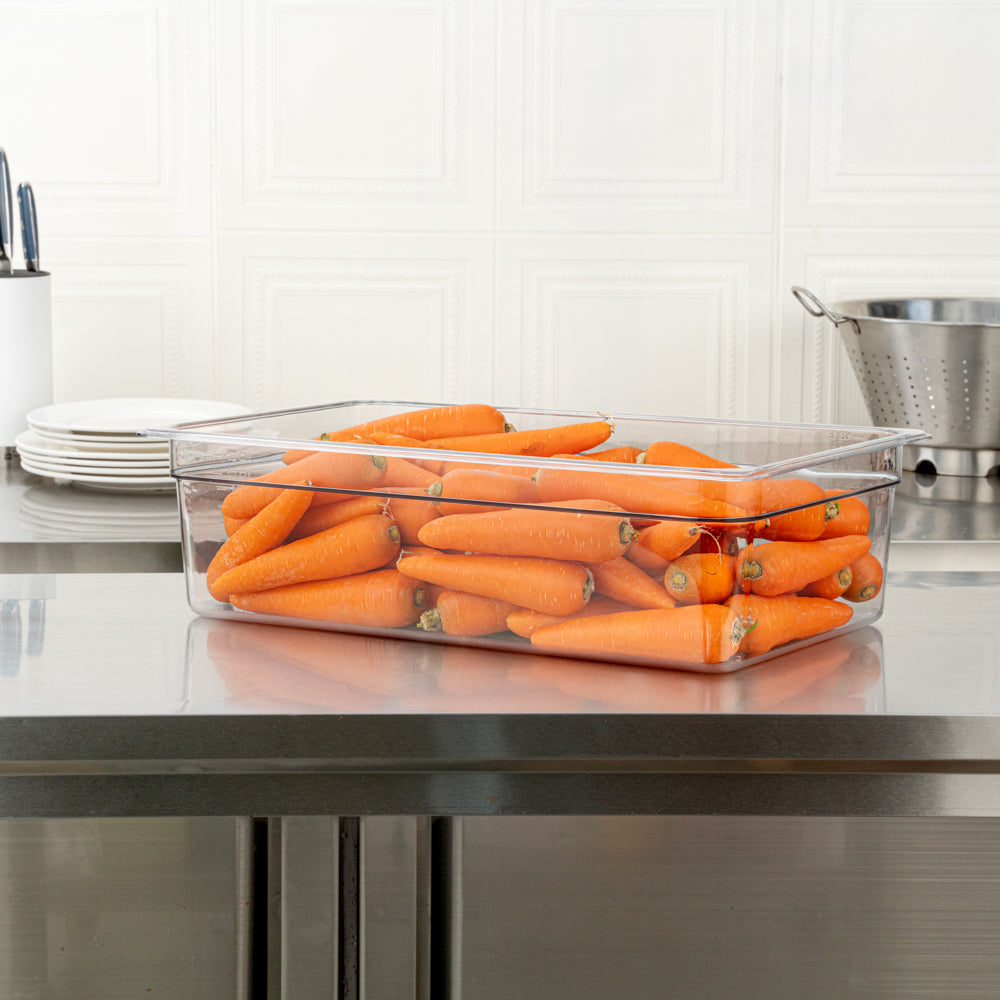 Met Lux Rectangle Clear Plastic Full Size Cold Food Storage Container - 6" Depth - 1 count box
