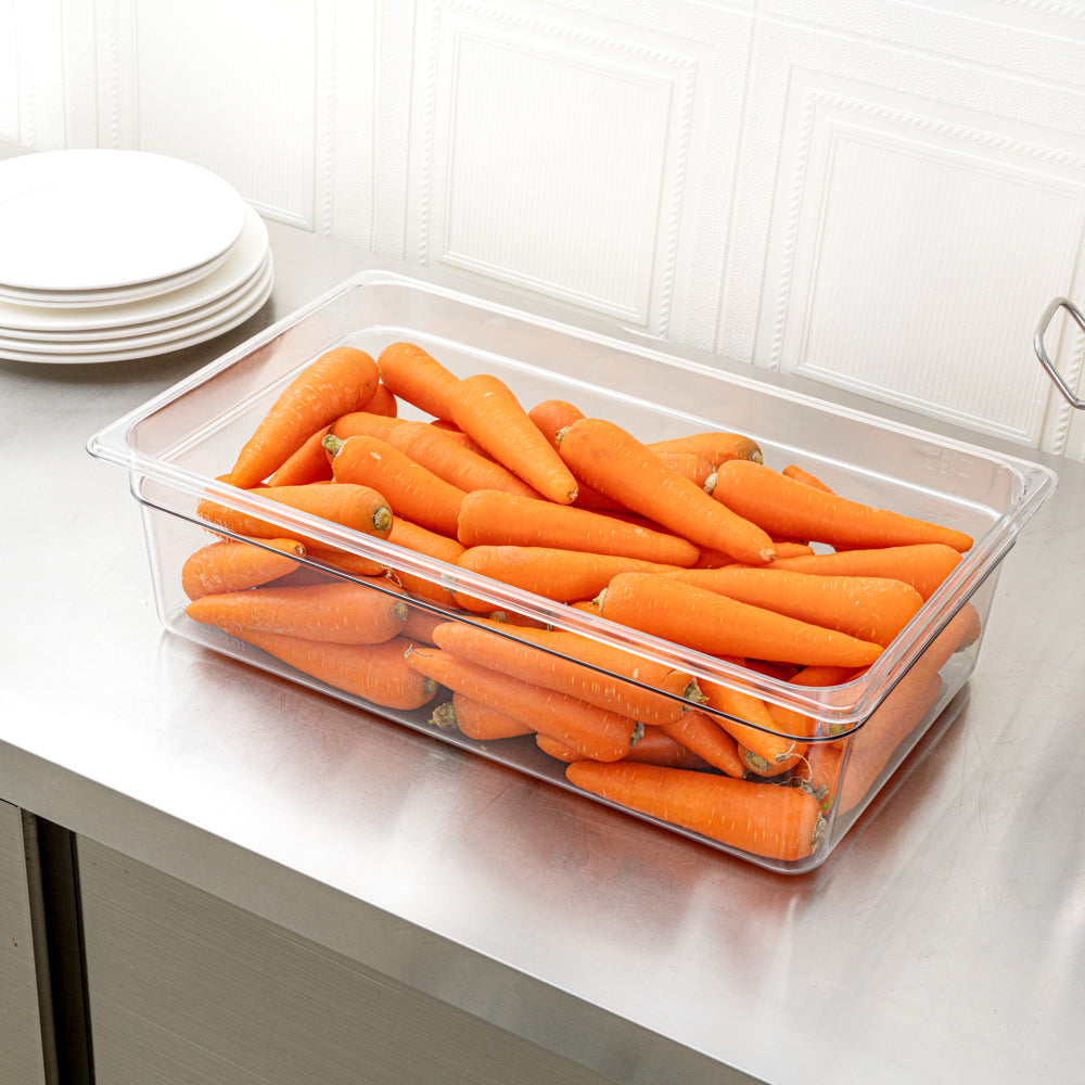Met Lux Rectangle Clear Plastic Full Size Cold Food Storage Container - 6" Depth - 1 count box