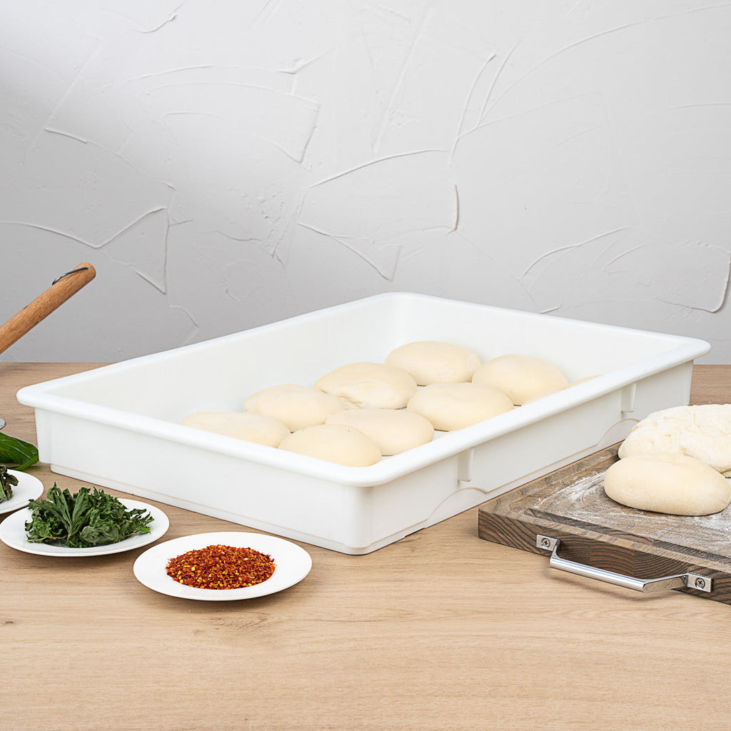 Pizzaly White Plastic Pizza Dough Proofing Box - 26" x 18" x 3" - 1 count box