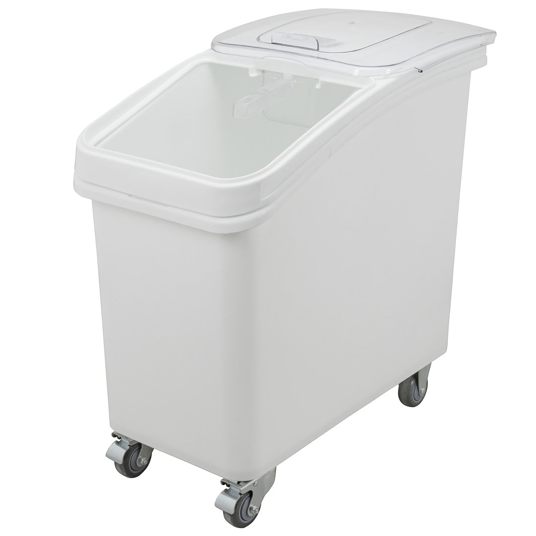 Met Lux 27 gal Rectangle White Mobile Ingredient Bin - with Lid - 29 1/2" x 15 1/2" x 28" - 1 count box