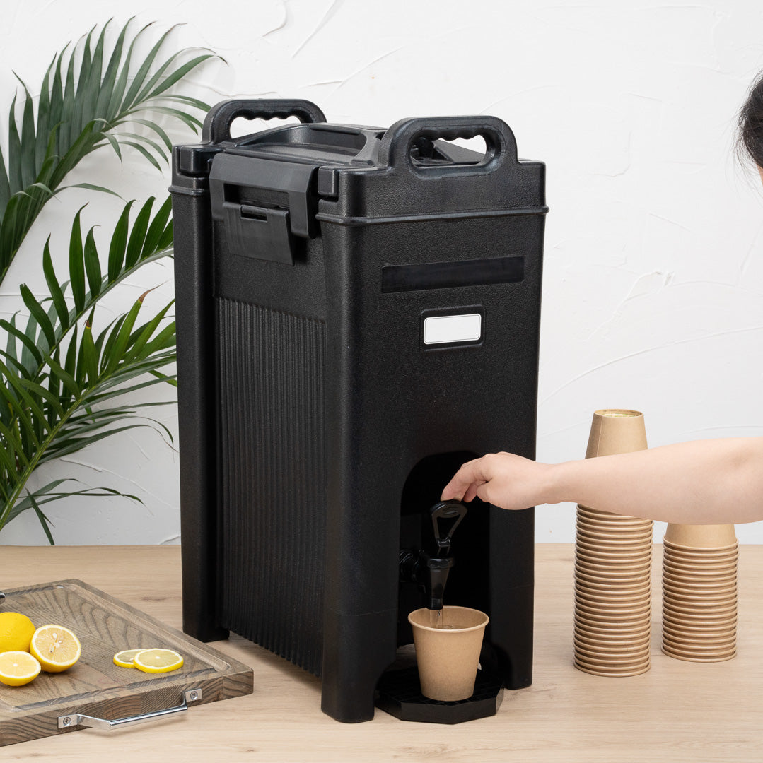 Cater Tek 5 gal Rectangle Black Beverage Dispenser - Insulated - 16 1/2" x 10" x 26" - 1 count box