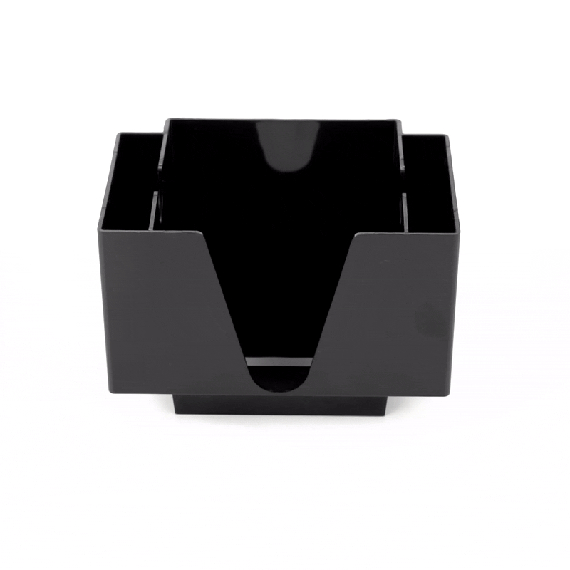 Bar Lux Black Plastic Condiment Caddy / Napkin Holder - 3 Compartments - 8" x 5 1/2" x 5 3/4" - 1 count box