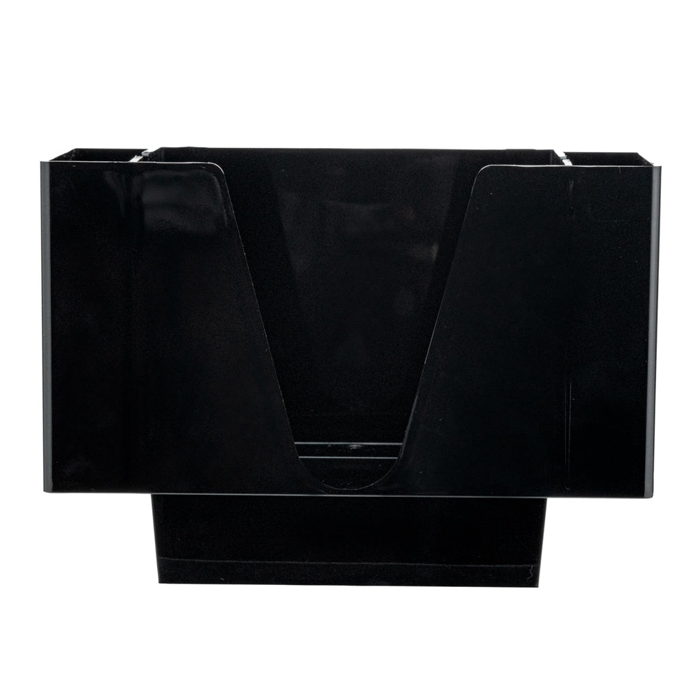 Bar Lux Black Plastic Condiment Caddy / Napkin Holder - 3 Compartments - 8" x 5 1/2" x 5 3/4" - 1 count box