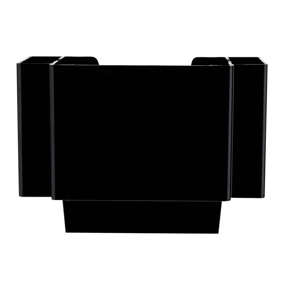 Bar Lux Black Plastic Condiment Caddy / Napkin Holder - 3 Compartments - 8" x 5 1/2" x 5 3/4" - 1 count box