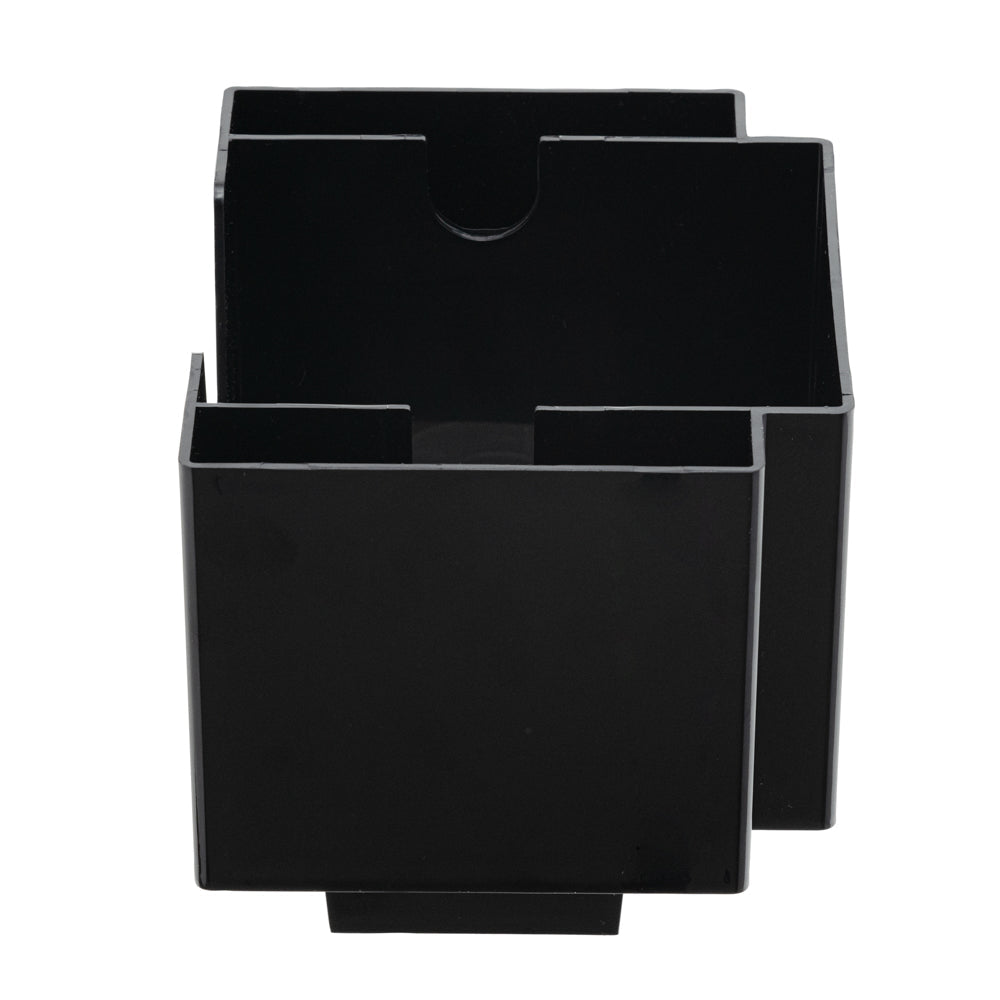 Bar Lux Rectangle Black Plastic Condiment Caddy / Napkin Holder - 3 Compartments - 8" x 5 1/2" x 5 3/4" - 10 count box