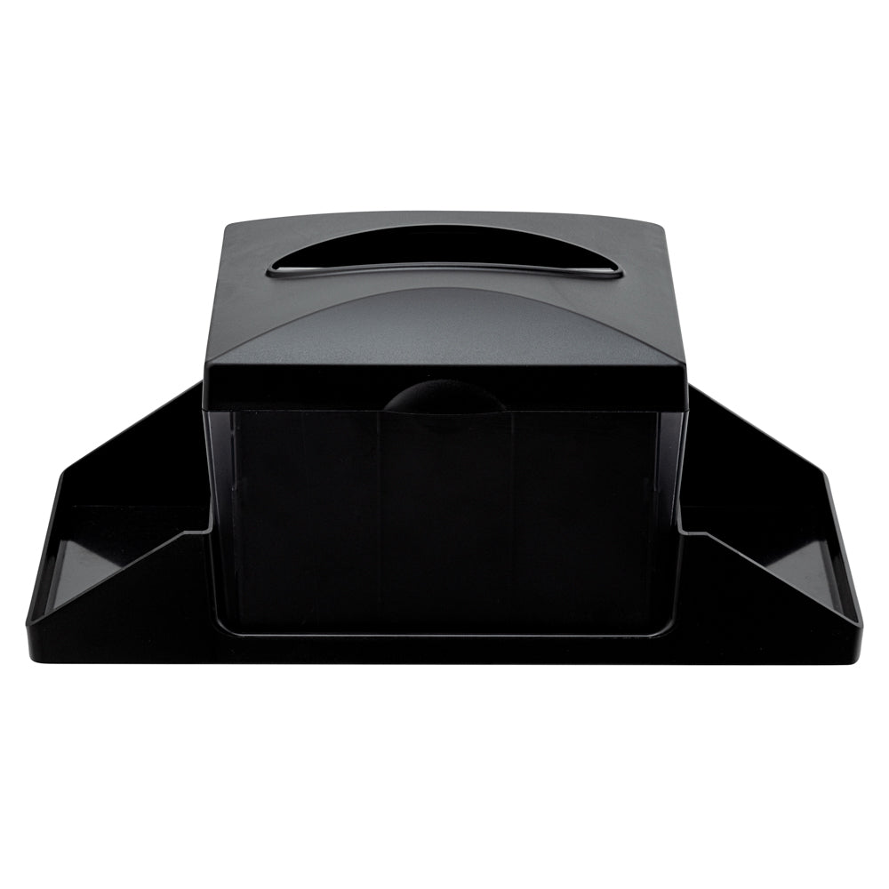 Bar Lux Rectangle Black Plastic Tabletop Condiment Caddy / Interfold Napkin Dispenser - 14 1/4" x 5 3/4" x 6 1/2" - 1 count box