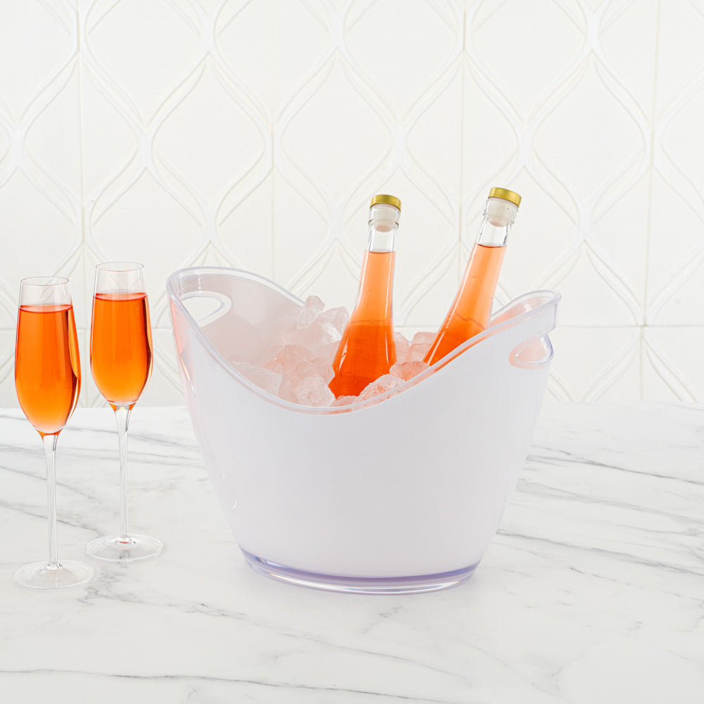 Bar Lux 7.4 qt Oval Frosted Champagne / Wine Bucket - 13 3/4" x 9 3/4" x 10 1/2" - 10 count box